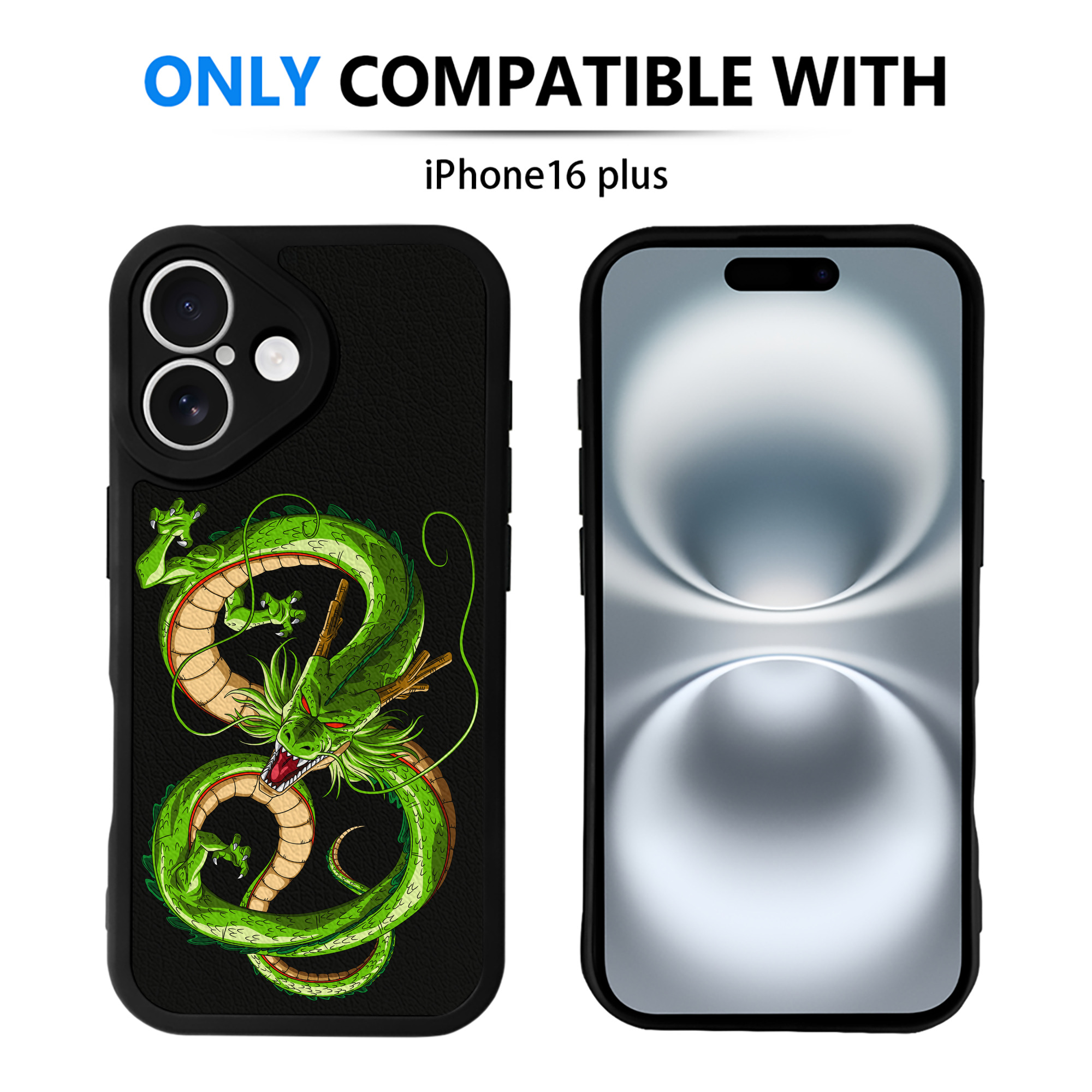 （画像用） ドラゴンボール 神龍 シェンロン DRAGON BALL Shenron 【iPhone 16シリーズ対応】シリコンスマホケース（レザー調） 材質：シリコン